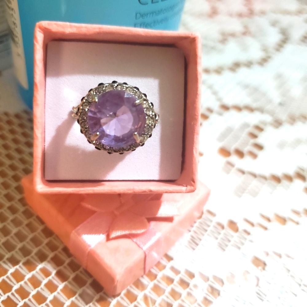 β€οΈβ€οΈNEWπ AMETHYST SILVER PLATED RING - Picture 4 of 7